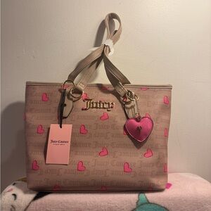 JUICY COUTURE pink heart cafe I heart juicy tote bag